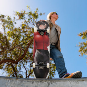 Anime Girl in Leather Skateboard
