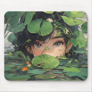 Anime Girl in Pond Mousepad