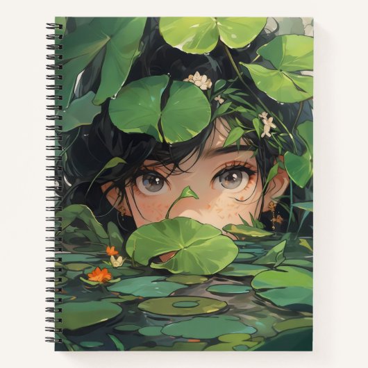 Anime Girl in Pond Notizblock (Vorderseite)