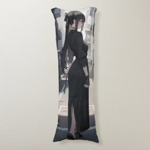 Anime Girl in schwarzem Kleid Seitenschläferkissen