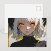 Anime Girl in schwarzem Outfit Postkarte (Vorne/Hinten)