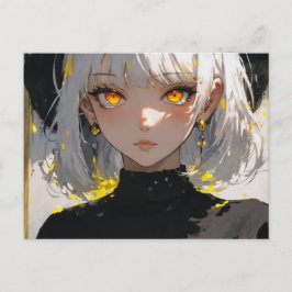 Anime Girl in schwarzem Outfit Postkarte