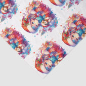 Anime Girl in Weihnachtsmannmütze Wasserfarben Wei Seidenpapier (Detail)