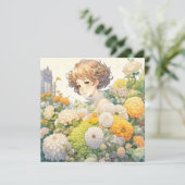 Anime Girl in Yellow Flowers Blank (Stehend Vorderseite)