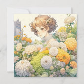 Anime Girl in Yellow Flowers Blank (Vorderseite)