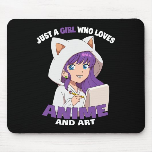 Anime Girl Just a Girl, die Anime und Art Lieben Mousepad (Vorne)