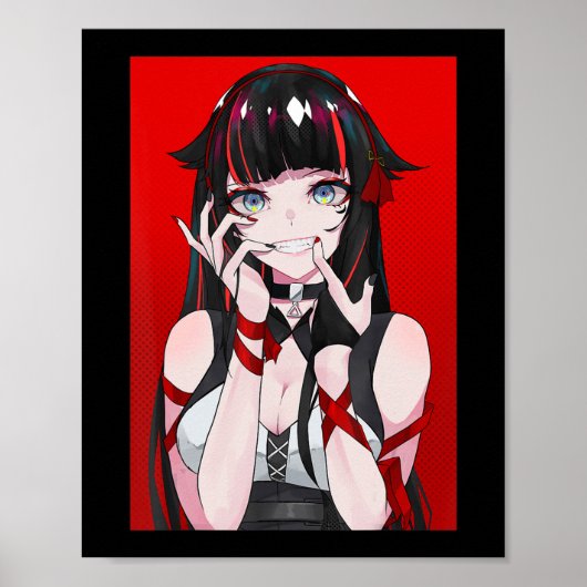 Anime Girl Kawaii Waifu Ästhetik Japanisch Manga O Poster (Vorne)