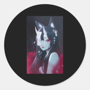 Anime Girl Kawaii Waifu Ästhetik Japanisch Manga O Runder Aufkleber