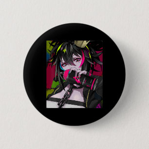Anime Girl Kawaii Waifu Ästhetisch Japanisch Otaku Button