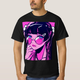 Anime Girl Kawaii Waifu Pink Ästhetik Japanischer  T-Shirt