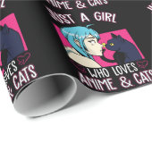 Anime Girl Liebe Cat Otaku Japanisches Comic Manga Geschenkpapier (Rolleneckpunkt)