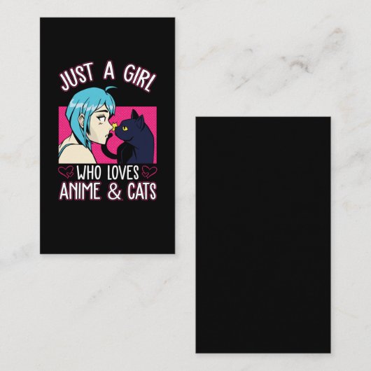 Anime Girl Liebe Cat Otaku Japanisches Comic Manga Visitenkarte (Vorne/Hinten)