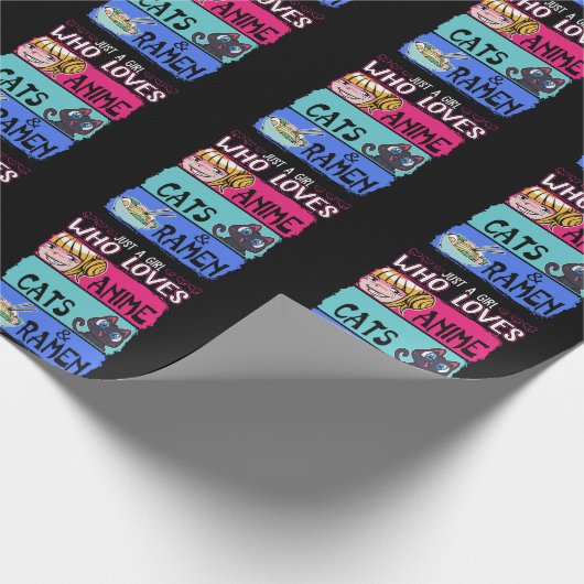 Anime Girl Lieben Cats Ramen Lover Otaku Japan Fan Geschenkpapier (Ecke)