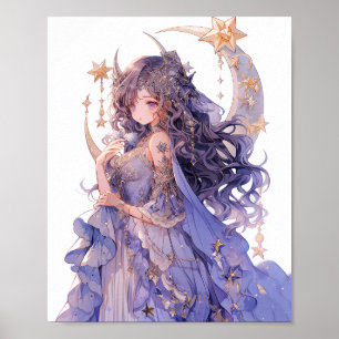 Anime Girl Lila Moon Princess Fantasy Art Poster