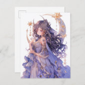 Anime Girl Lila Moon Princess Fantasy Art Postkarte (Vorne/Hinten)