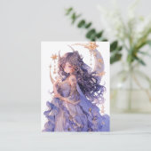 Anime Girl Lila Moon Princess Fantasy Art Postkarte (Stehend Vorderseite)