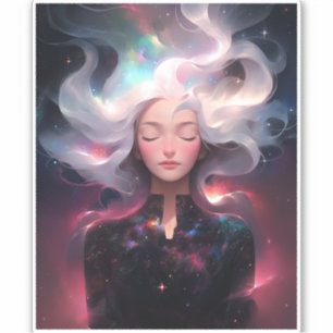 Anime Girl Made of Stars Aufkleber