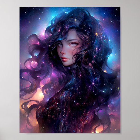 Anime Girl Made of Stars Poster (Vorne)