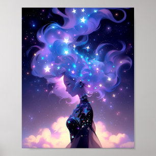 Anime Girl Made of Stars Poster