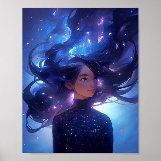 Anime Girl Made of Stars Poster (Vorne)