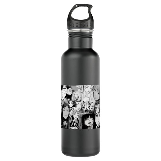 Anime Girl Manga Panel Collage Edelstahlflasche (Vorderseite)