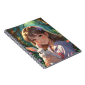 Anime Girl mit Blume Ribbon und ihrem Bunny Notizblock (Rechte Seite)