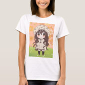 Anime Girl mit Blume T-Shirt (Vorderseite)
