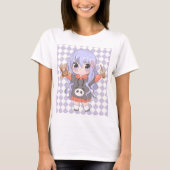 Anime Girl mit Blume T-Shirt (Vorderseite)