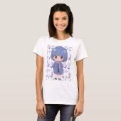 Anime Girl mit Blume T-Shirt (Vorne ganz)