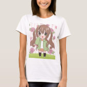 Anime Girl mit Blume T-Shirt (Vorderseite)