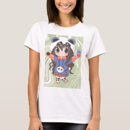 Anime Girl mit Blume T-Shirt