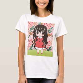 Anime Girl mit Blume T-Shirt