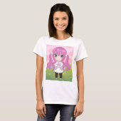 Anime Girl mit Blume T-Shirt (Vorne ganz)