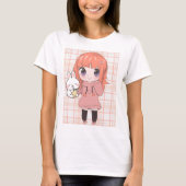 Anime Girl mit Blume T-Shirt (Vorderseite)