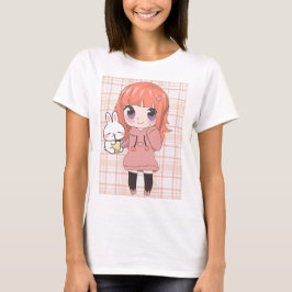 Anime Girl mit Blume T-Shirt