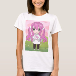 Anime Girl mit Blume T-Shirt