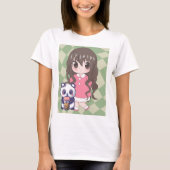 Anime Girl mit Blume T-Shirt (Vorderseite)