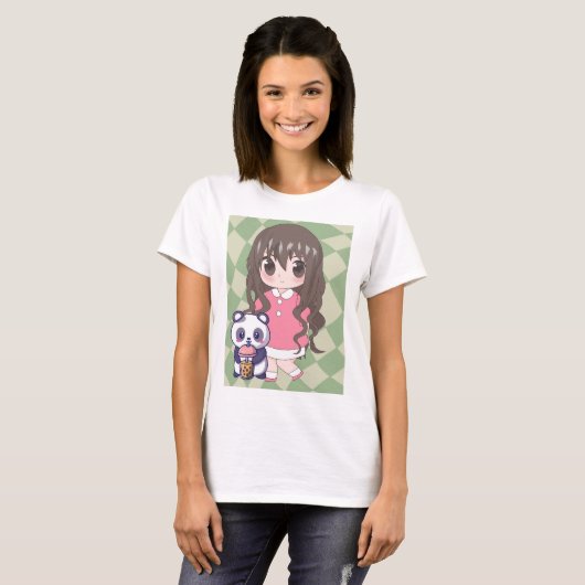 Anime Girl mit Blume T-Shirt (Vorne ganz)