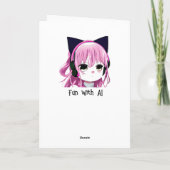 Anime Girl mit Cat Ears Geburtstag Karte (Rückseite)