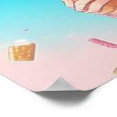 Anime Girl mit Cupcake Whimsical Poster (Ecke)