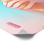 Anime Girl mit Cupcake Whimsical Poster (Ecke)