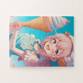 Anime Girl mit Cupcake Whimsical Puzzle (Horizontal)