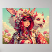 Anime Girl mit Fantasiewesen, postierend Poster (Vorne)