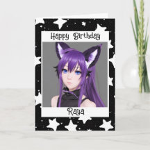 Anime Girl mit Fox Ears Lila Geburtstag