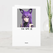Anime Girl mit Fox Ears Lila Geburtstag Karte (Rückseite)