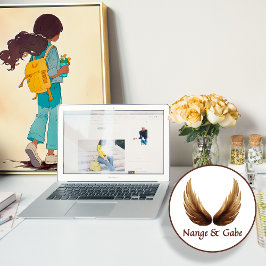 Anime Girl mit gelbem Rucksack und Blume Poster