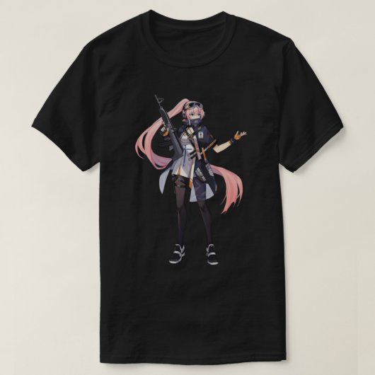 Anime-Girl mit Gewehr T-Shirt (Design vorne)