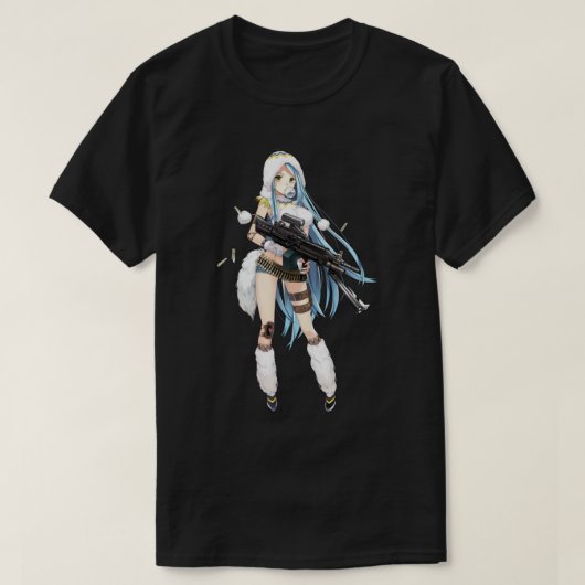 Anime Girl mit Gun T-Shirt (Design vorne)