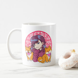 Anime Girl mit Hunden Kaffeetasse