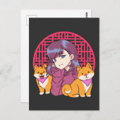Anime Girl mit Hunden Postkarte (Vorne/Hinten)
